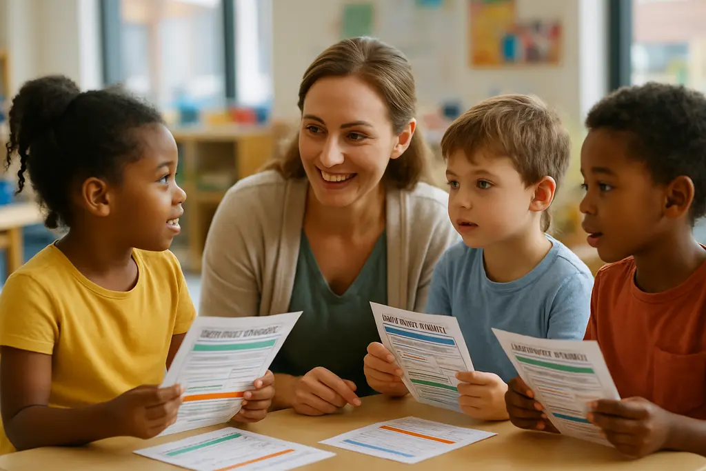 Clinician reviewing Houston Questionnaire notes during a bilingual child language planning session