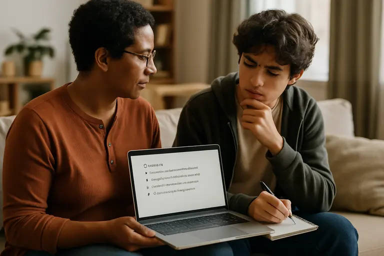 Caregiver and provider discussing a child’s home communication plan