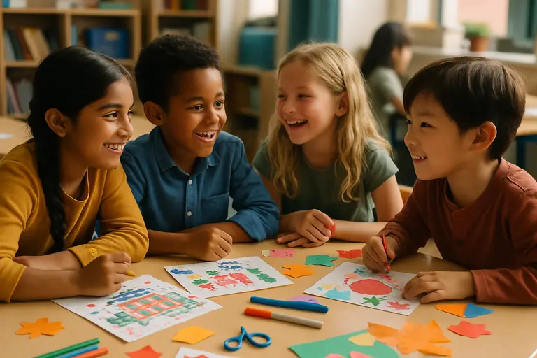 Child using two languages while playing with a caregiver